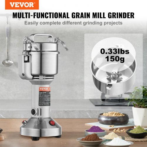 150g Electric Grain Mill Grinder High Speed 850W Commercial Spice Grinders