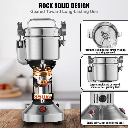 150g Electric Grain Mill Grinder High Speed 850W Commercial Spice Grinders