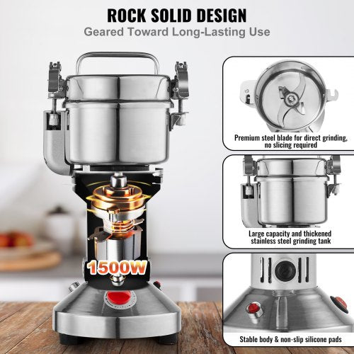 300g Electric Grain Mill Grinder High Speed 1500W Commercial Spice