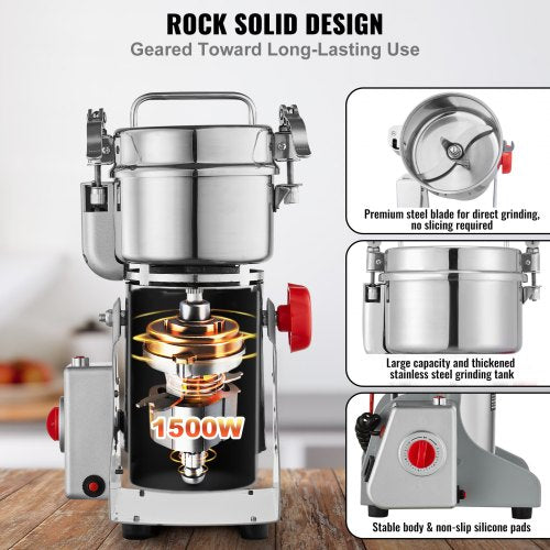 300g Electric Grain Mill Grinder High Speed 1500W Commercial Spice