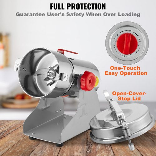 300g Electric Grain Mill Grinder High Speed 1500W Commercial Spice