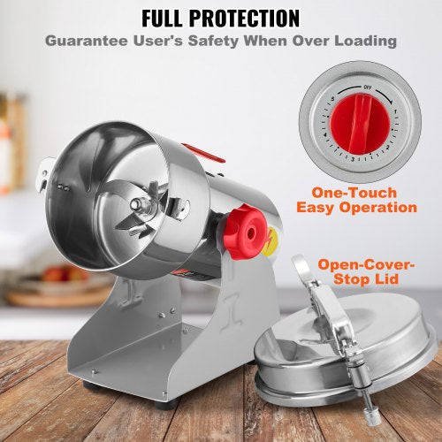 500g Electric Grain Mill Grinder High Speed 2000W Commercial Spice