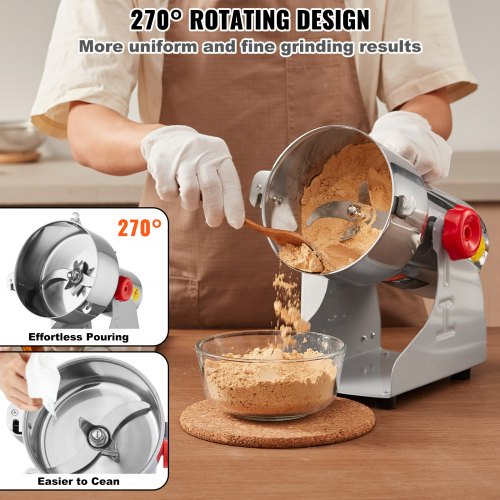500g Electric Grain Mill Grinder High Speed 2000W Commercial Spice