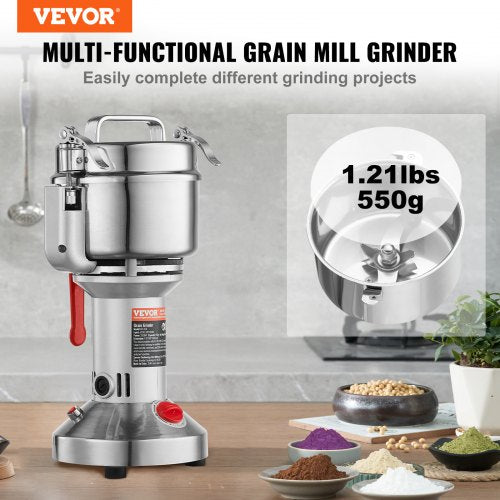 550g Electric Grain Mill Grinder High Speed 2000W Commercial Spice