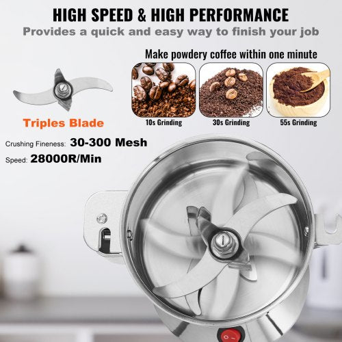 550g Electric Grain Mill Grinder High Speed 2000W Commercial Spice