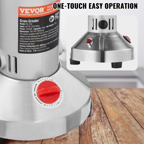 550g Electric Grain Mill Grinder High Speed 2000W Commercial Spice