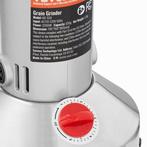 550g Electric Grain Mill Grinder High Speed 2000W Commercial Spice