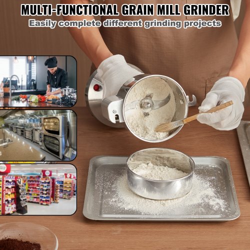 750g Electric Grain Mill Grinder High Speed 2000W Commercial Spice