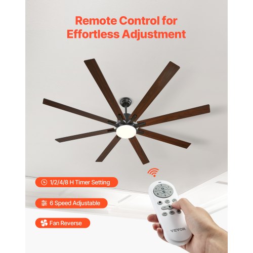 72 Inch Ceiling Fan with Light 6Speed Remote Control Dimmable 3Color