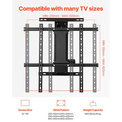 Motorized TV Wall Mount TV Mount for 32 to 65 Inch TV Electric Adjustable