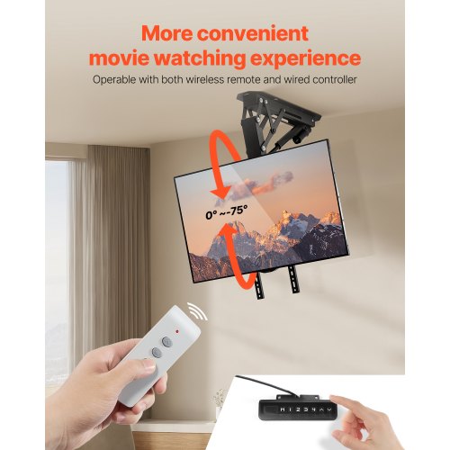 Motorized Ceiling TV Mount TV Wall Mount for 32 to 65 Inch TV Electric