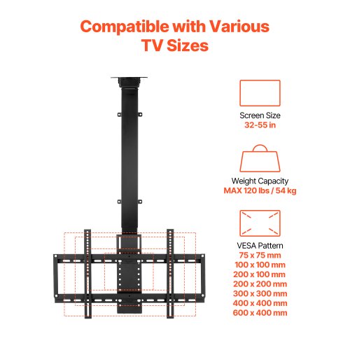 Motorized Ceiling TV Mount TV Wall Mount for 32 to 55 Inch TV Electric