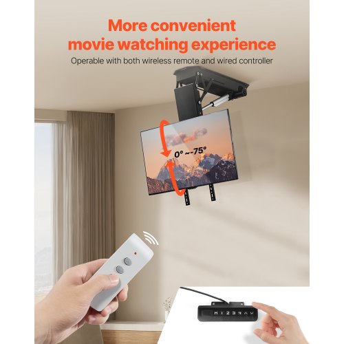 Motorized Ceiling TV Mount TV Wall Mount for 32 to 70 Inch TV Electric