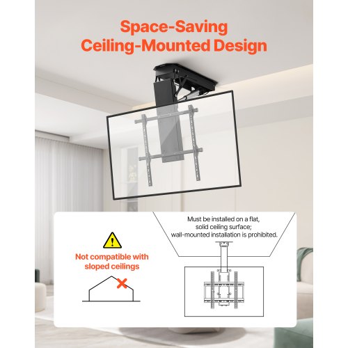 Motorized Ceiling TV Mount TV Wall Mount for 32 to 70 Inch TV Electric