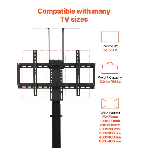 Motorized TV Lift Stand 120 lbs max Load Adjustable TV Lift Stand Mount