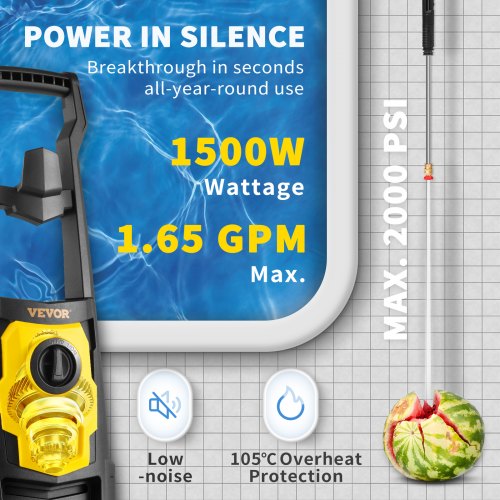 Electric Power Washer 2000 PSI Max 165 GPM Pressure Washer with 30 ft