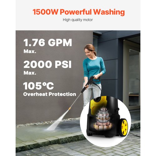 Electric Pressure Washer 2000 PSI Max 176 GPM Power Washer w 30 ft