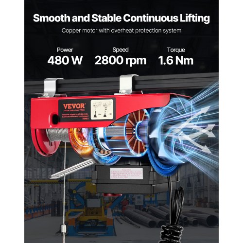 Wireless Electric Hoist 440 lbs 110V Electric Steel Wire Winch with Wireless