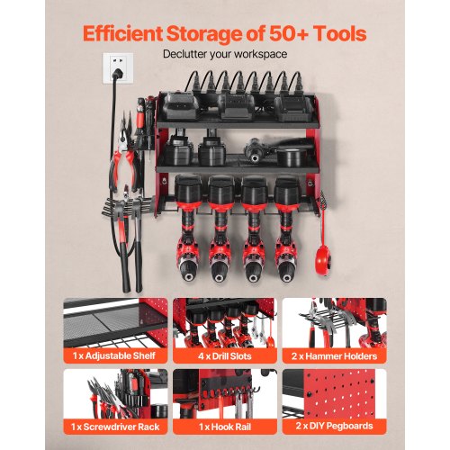 Power Tool Organizer with Charging Station 3Layer Drill Storage Rack