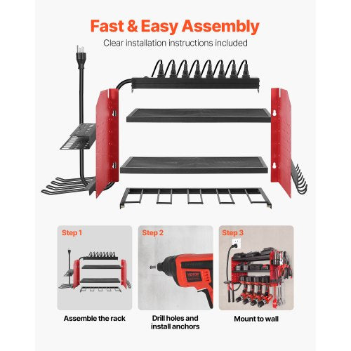 Power Tool Organizer with Charging Station 3Layer Drill Storage Rack