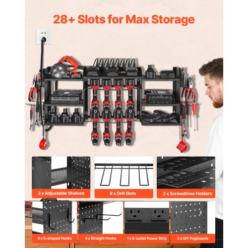 Power Tool Organizer with Charging Station 3Layer Power Tool Battery