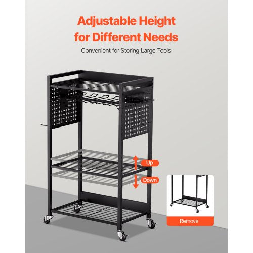 4tier Tool Organizer Cart 150 lbs Load Capacity Floor Stand Rolling Drill