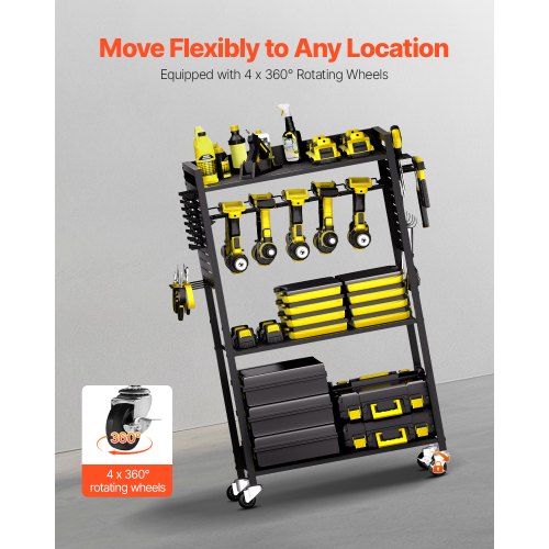 4tier Tool Organizer Cart 150 lbs Load Capacity Floor Stand Rolling Drill