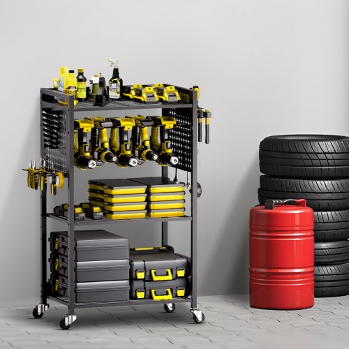 4tier Tool Organizer Cart 150 lbs Load Capacity Floor Stand Rolling Drill