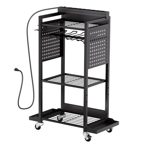 4tier Tool Organizer Cart with Charging Station 8 AC Outlet Floor Stand