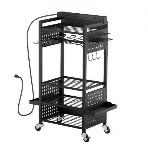 5tier Tool Organizer Cart with Charging Station 8 AC Outlet Floor Stand