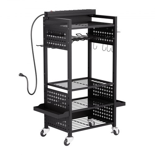 5tier Tool Organizer Cart with Charging Station 8 AC Outlet Floor Stand