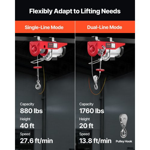 Electric Hoist 1760 lbs 120V Electric Winch with 328 ft Wireless Remote
