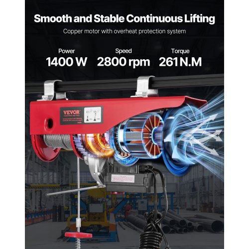 Electric Hoist 2200 lbs 120V Electric Winch with 328 ft Wireless 14 ft