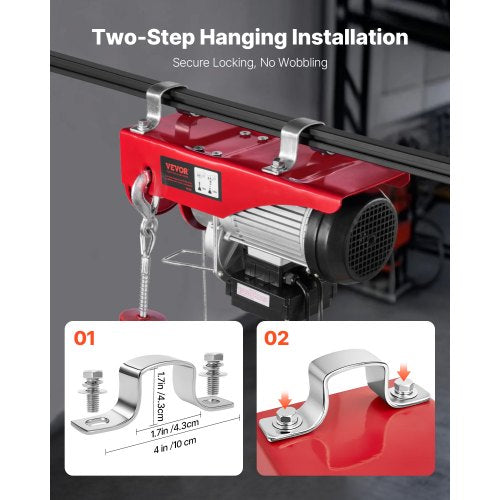 Electric Hoist 2200 lbs 120V Electric Winch with 328 ft Wireless 14 ft