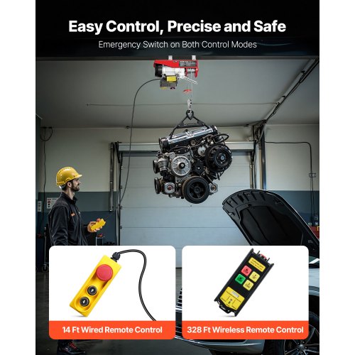 Electric Hoist 440 lbs 120V Electric Winch with 328 ft Wireless 14 ft