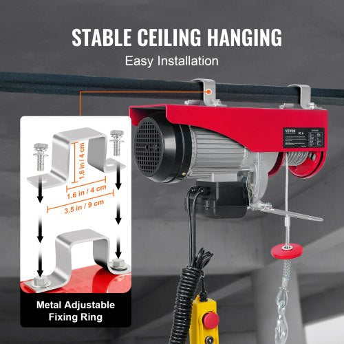 Electric Hoist 440lbs Garage Hoist with 14ft Wired Control 110 volt