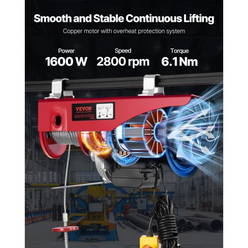 2200 lbs Attic Lift 1600W 110V Electric Hoist with 14ft Wired Remote