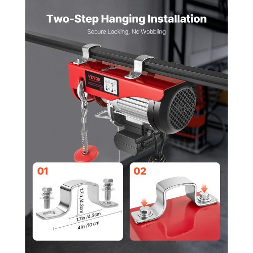 Electric Hoist 1760lbs with 14ft Wired Remote Control Electric Hoist 110