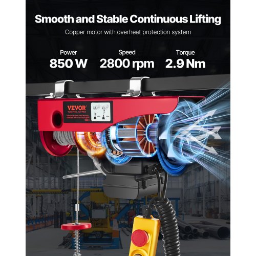 880lbs Electric Hoist with 14ft Wired Remote Control 110V Electric Hoist
