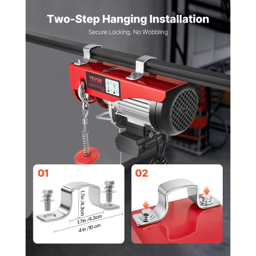 880lbs Electric Hoist with 14ft Wired Remote Control 110V Electric Hoist