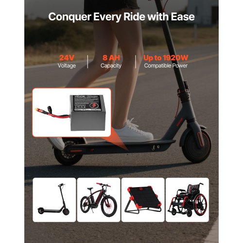 24V Electric Scooter Battery 8Ah Ebike Lithium Battery Pack with 30A BMS