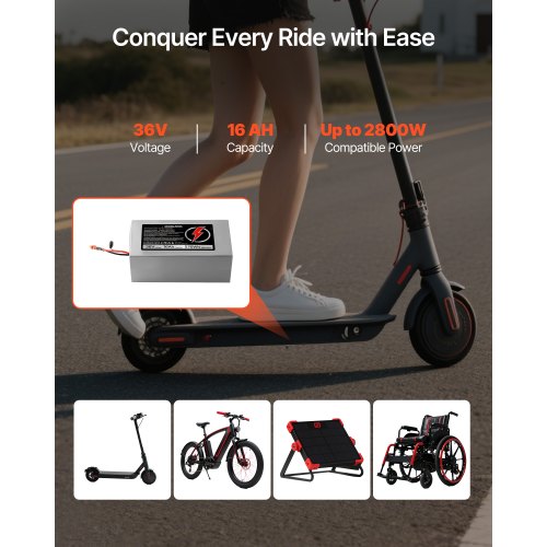 36V Electric Scooter Battery 16Ah Ebike Lithium Battery Pack with 30A BMS