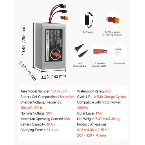 36V Electric Scooter Battery 16Ah Ebike Lithium Battery Pack with 30A BMS