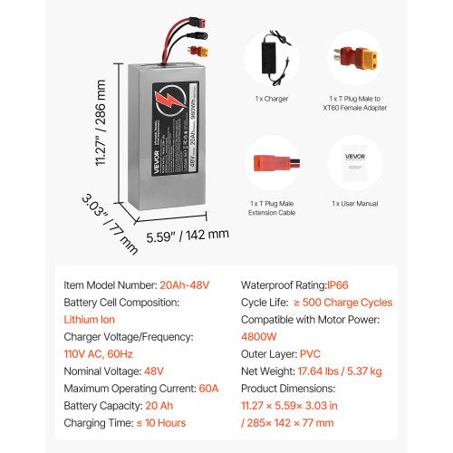48V Electric Scooter Battery 20Ah Ebike Lithium Battery Pack with 30A BMS