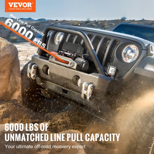 Electric Winch 6000 lb 12V DC Truck Winch with 14 in x 55 ft Synthetic