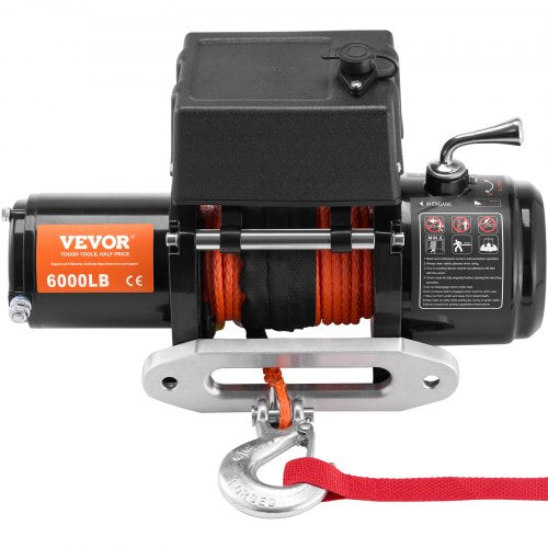 Electric Winch 6000 lb 12V DC Truck Winch with 14 in x 55 ft Synthetic