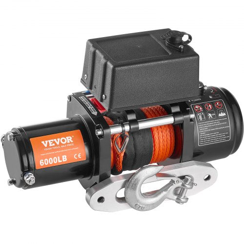 Electric Winch 6000 lb 12V DC Truck Winch with 14 in x 55 ft Synthetic