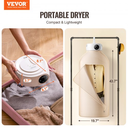 Portable Clothes Dryer Clothes Dryer with Dryer Bag PTC Heating LED