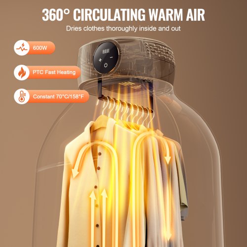 Portable Clothes Dryer Clothes Dryer with Dryer Bag PTC Heating LED