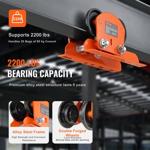 Electric Hoist Manual Trolley 2200 lbs1 Ton Capacity for PA200 PA250 PA300